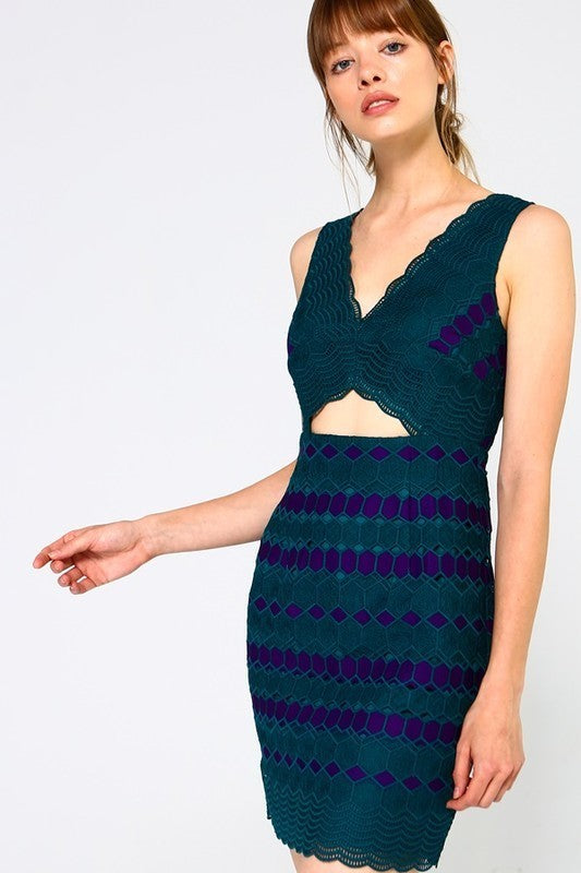 Geometric Knitted Cocktail Dress