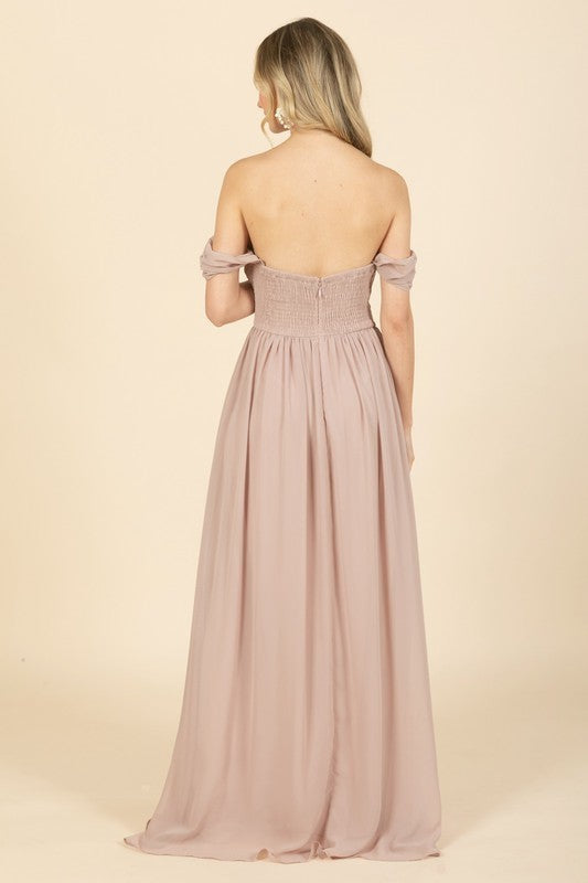 Off Shoulder Chiffon Formal Dress