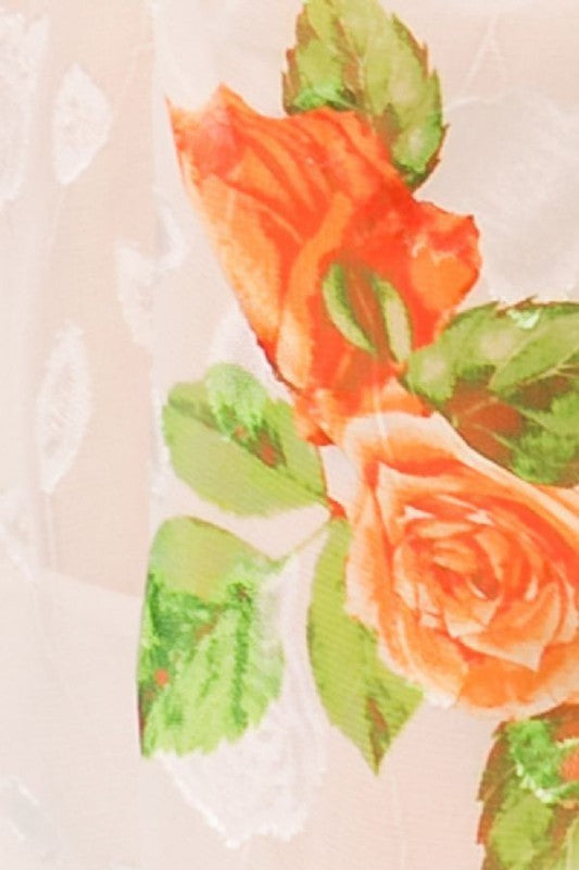 Smocked High Neckline Printed Top