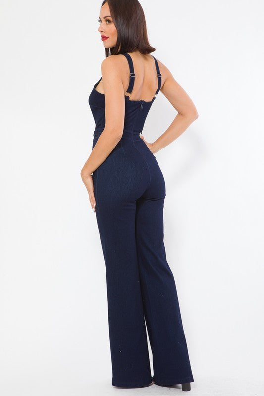 Denim Stretch Fashion Jumpsuit