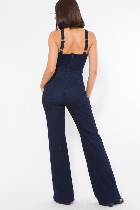 Denim Stretch Fashion Jumpsuit