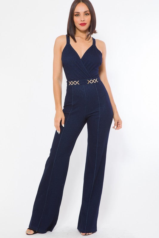 Denim Stretch Fashion Jumpsuit