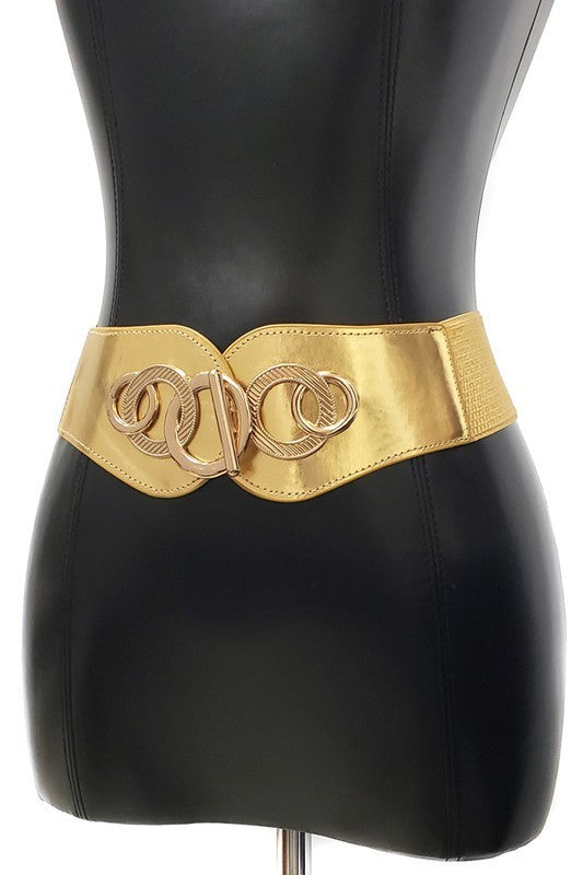 Circle Gold Metal Hook Elastic Wide Belt (Pick Color)