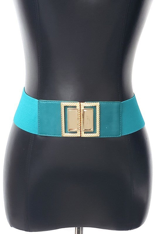 Large Glass Stone Gold Metal Elastic Belt (Pick Color)