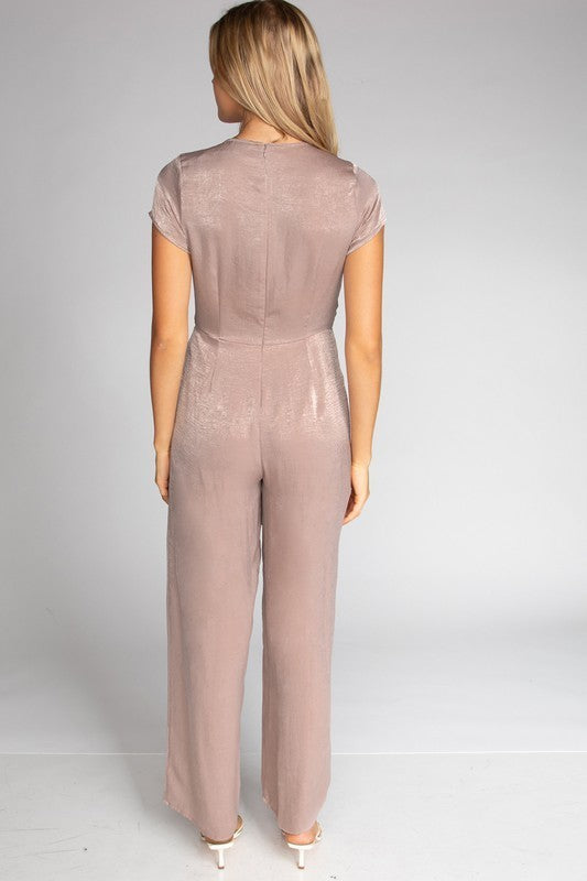 Short Sleeve Front Tie Jumpsuit (Pick Color)