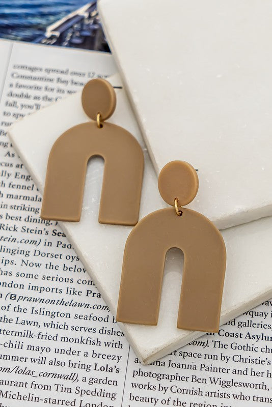 Matte Color Arch Drop Earrings (Pick Color)