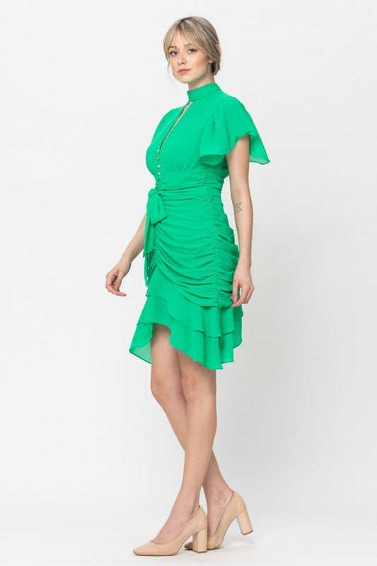 Ruching Detail Mini Dress