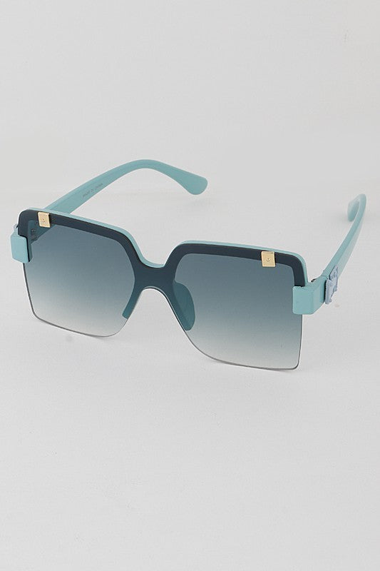 Oversized Half Rimmed Shield Sunglasses (Pick Color)