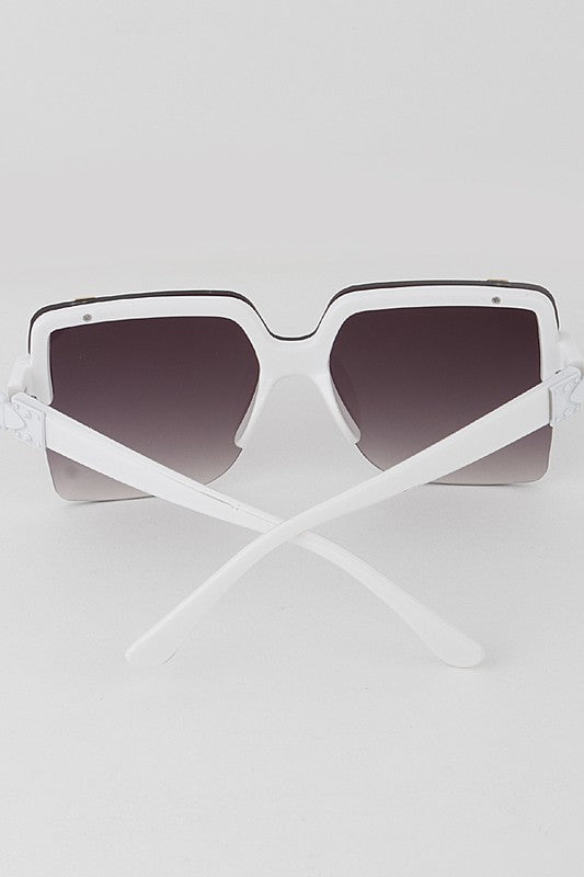 Oversized Half Rimmed Shield Sunglasses (Pick Color)