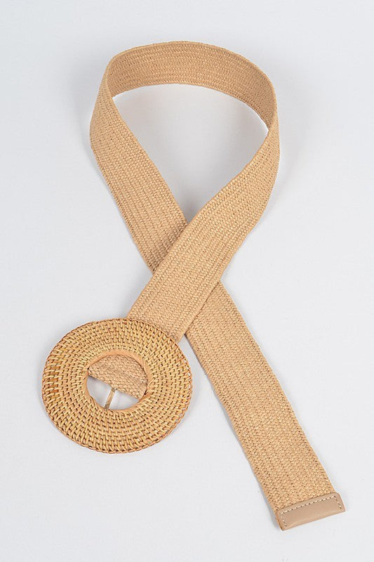Oversize Weaved Bamboo Buckle Belt