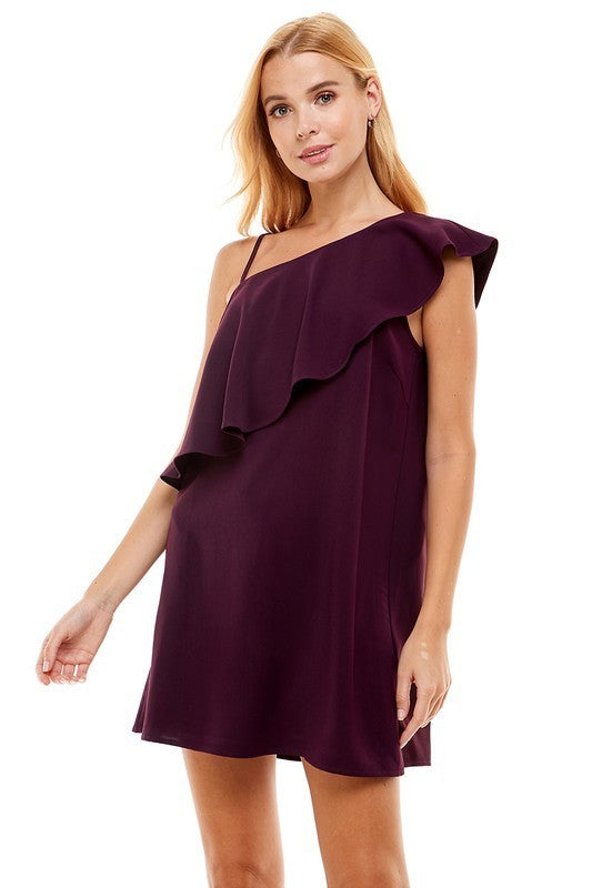 Flounce One Shoulder Dress