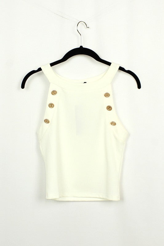 Button Detail Tank Crop Top (Pick Color)