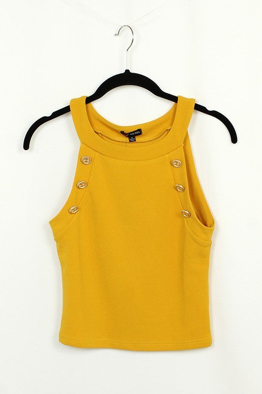 Button Detail Tank Crop Top (Pick Color)