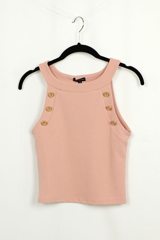 Button Detail Tank Crop Top (Pick Color)