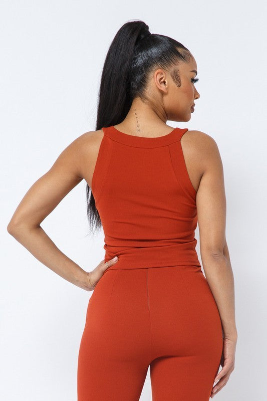 Button Detail Tank Crop Top (Pick Color)