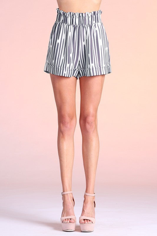 Stripe Ruffle Waist Shorts