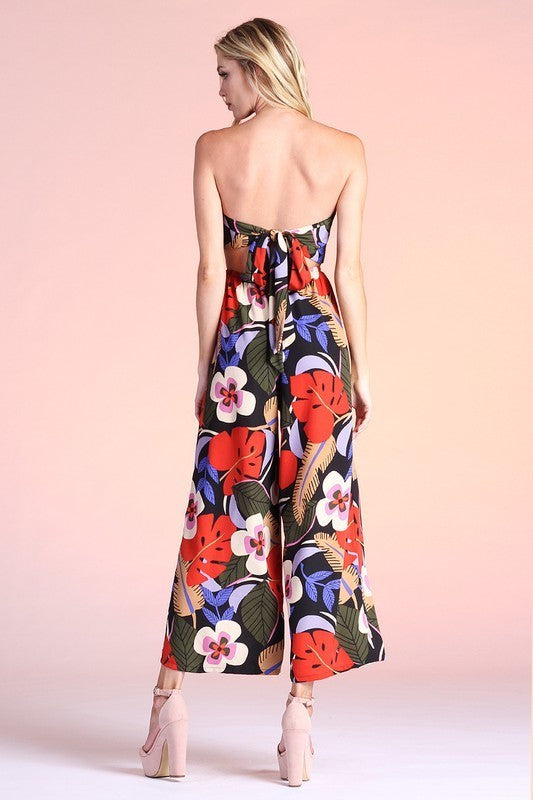 Wild Hibiscus O-Ring Cutout Jumpsuit