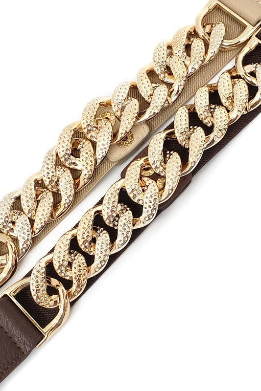 Skinny Gold Metal Chain Elastic Belt