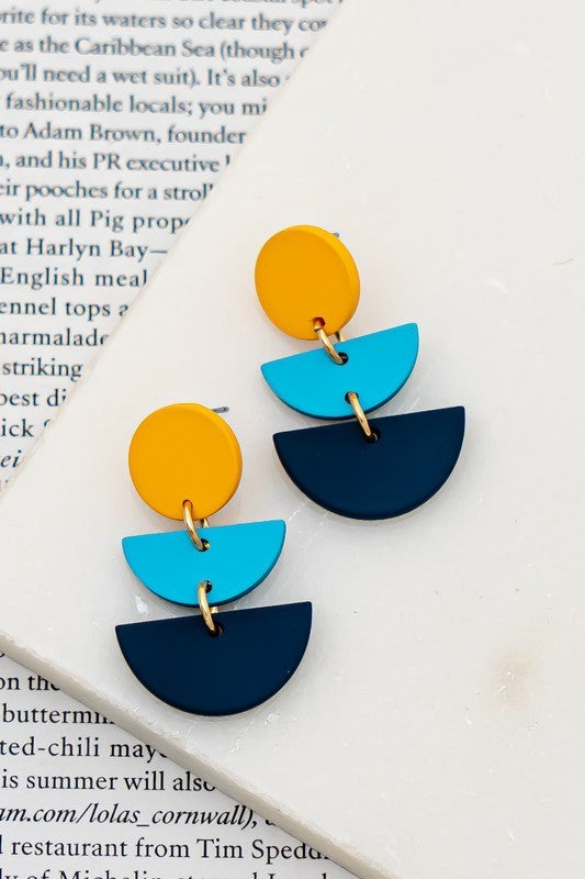 Color Coating Linear Drop Earrings
