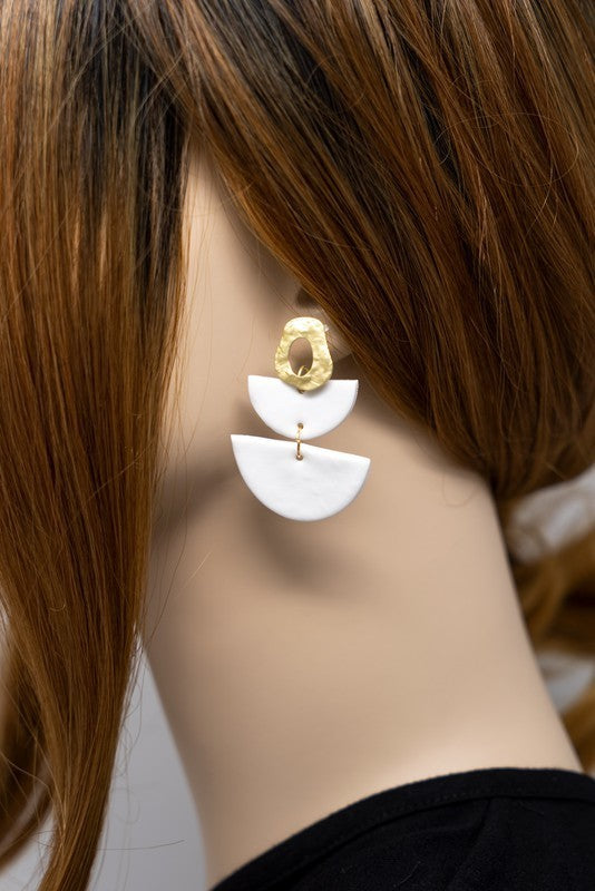 Tiered Polymer Clay Half Circles Earrings