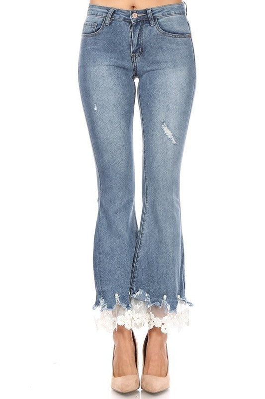 Lace Hem Detail Jeans