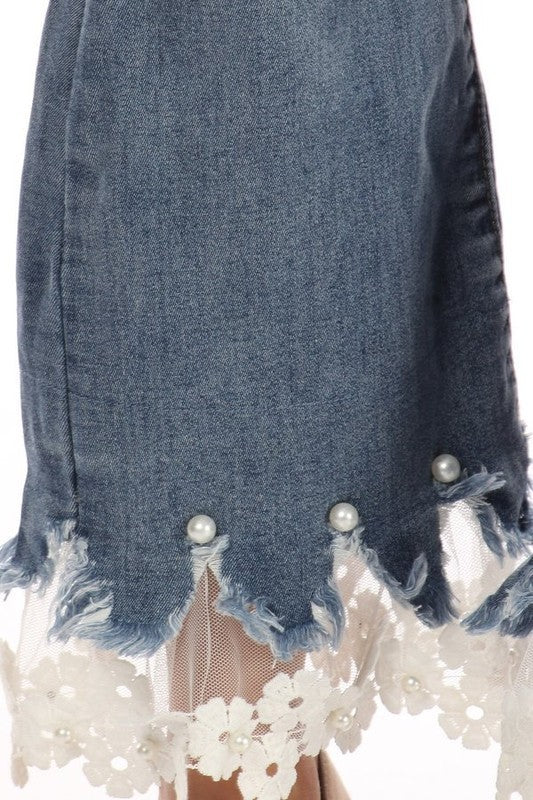 Lace Hem Detail Jeans