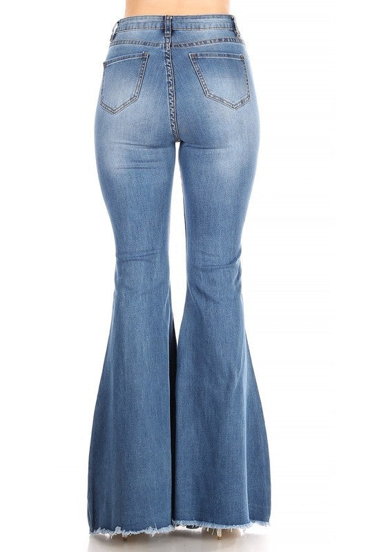 Rhinestone High Waist Flare Jeans