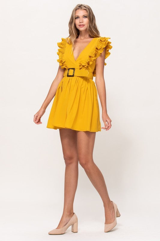 Pleats Detail Short Dress