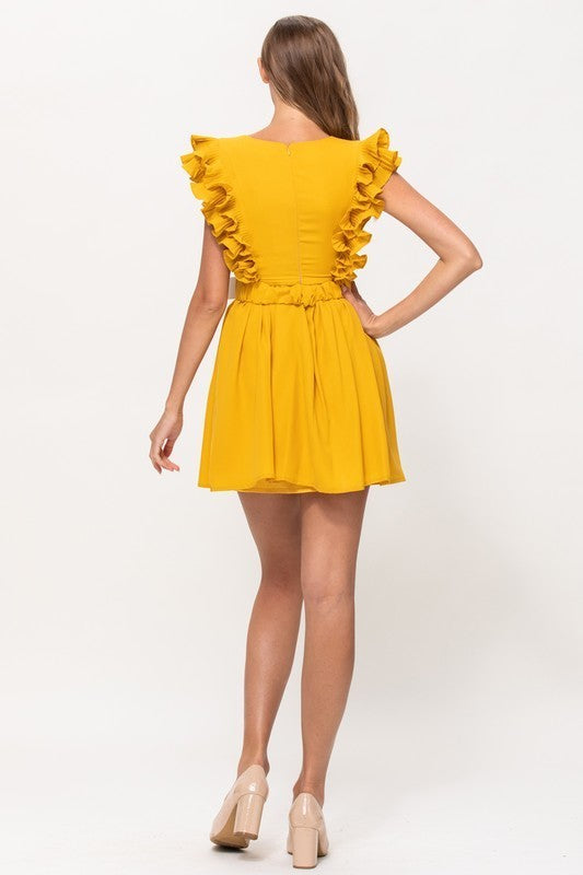 Pleats Detail Short Dress
