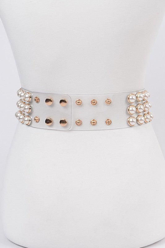Pearl Studded Clear Belt