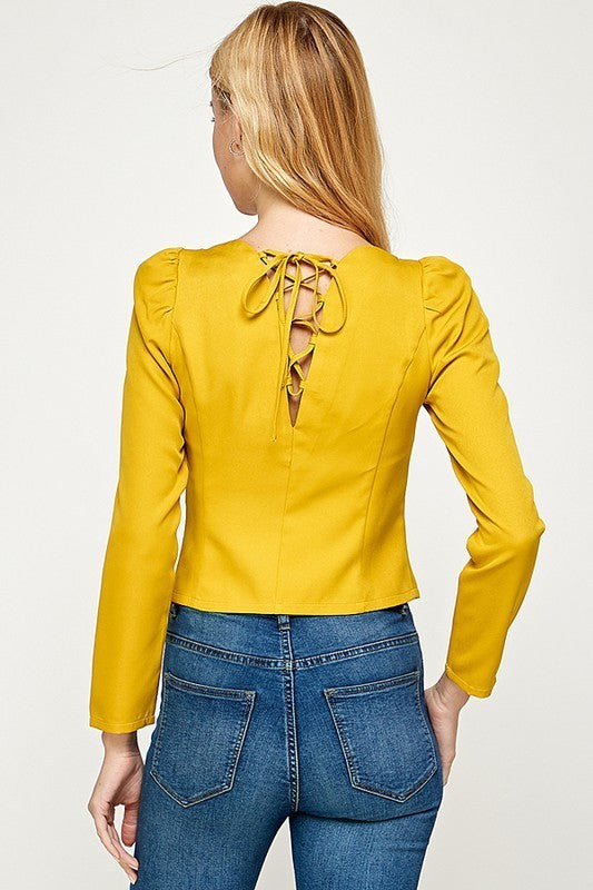 Sweet Heart Neck Long Sleeve Top