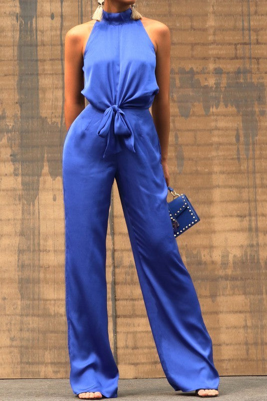 Royal Blue Satin Jumpsuit