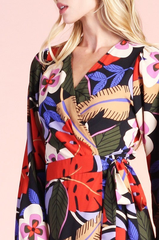 Floral Print Wrap Dress