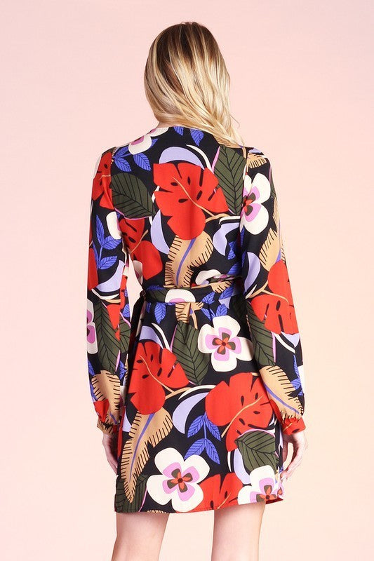 Floral Print Wrap Dress