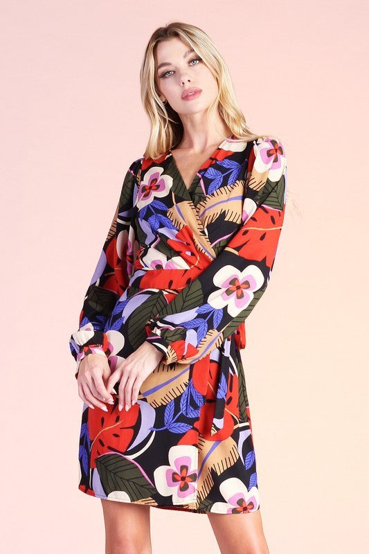 Floral Print Wrap Dress