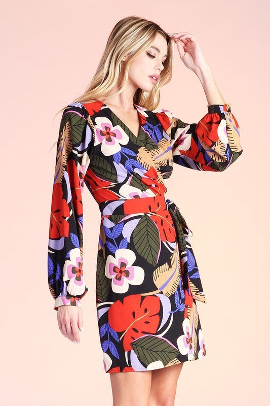 Floral Print Wrap Dress