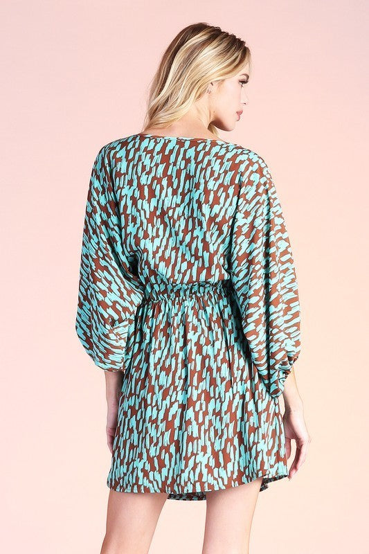 Boat Neck Printed Dress