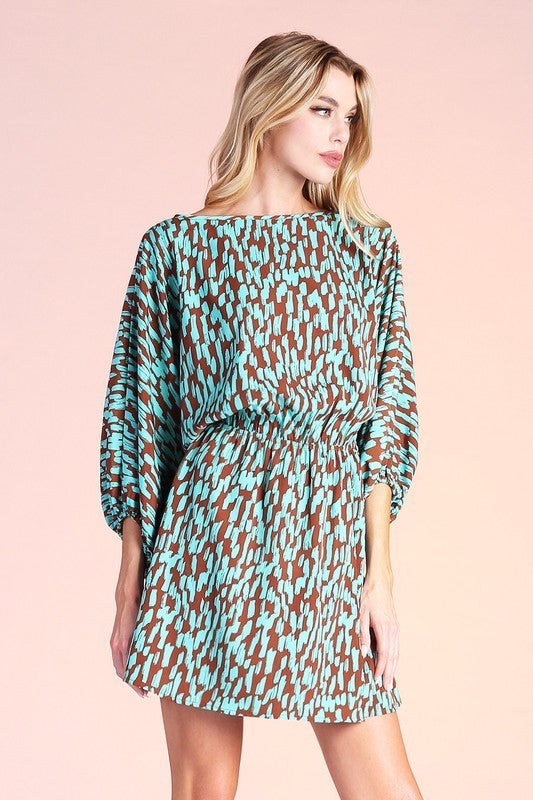 Boat Neck Printed Dress