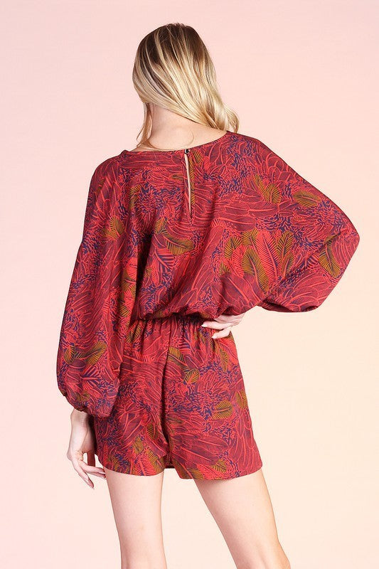 Feather Print Romper