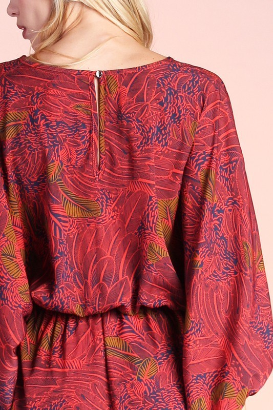 Feather Print Romper