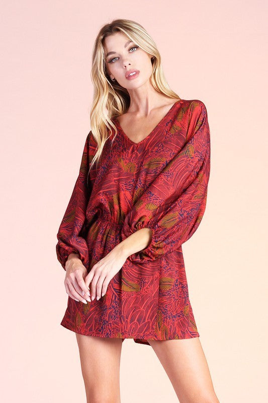 Feather Print Romper