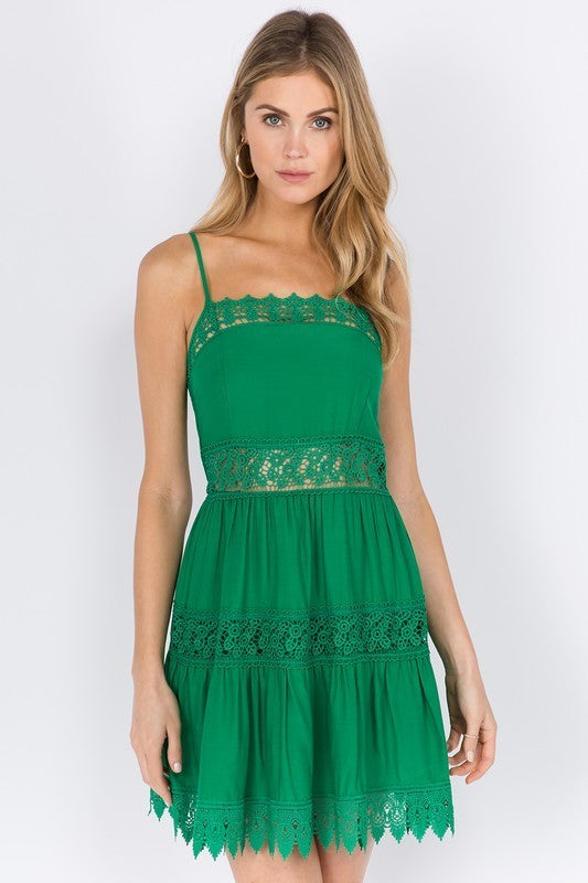Lace Trim Spaghetti Strap Dress