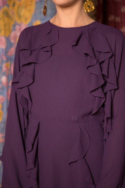 Long Sleeve Ruffles Detail Dress