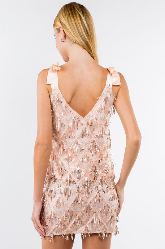 Rose Gold Fringe Top