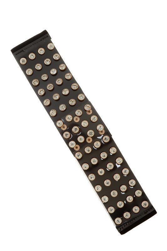 4 Line Clear Rhinestone Studded Belt (Pick Color)