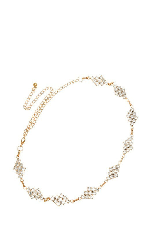 Crystal Square Linked Chain Belt (Pick Color)