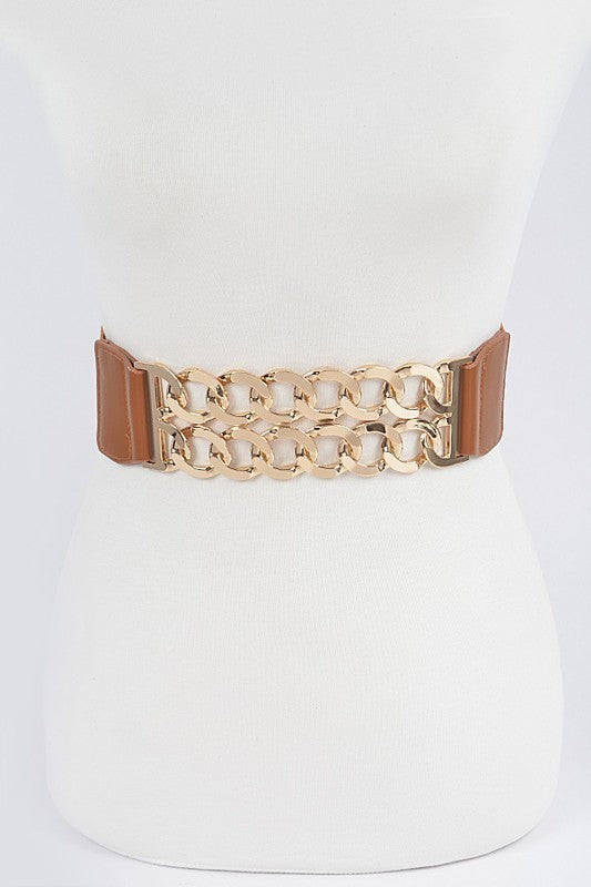 Double Chain Buckle Elastic Belt (Pick Color)