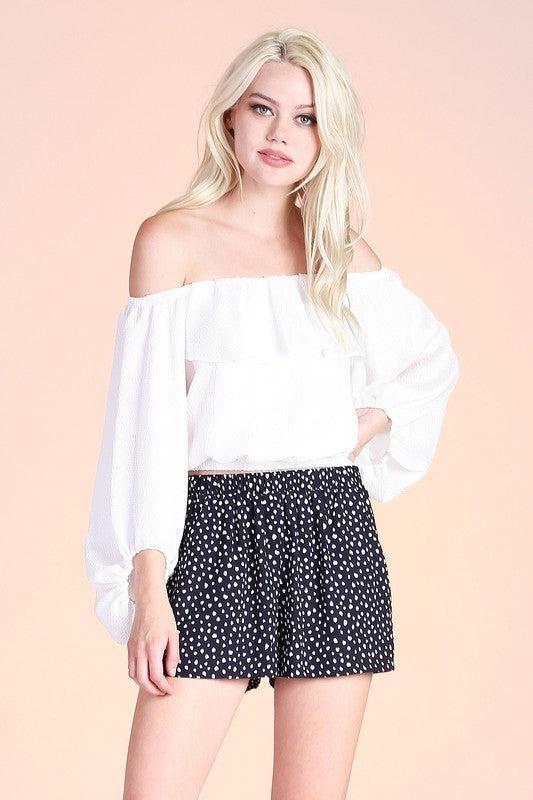 Hammered Satin Off Shoulder Top