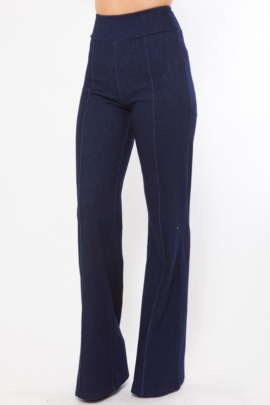 High Waist Dark Denim Stretch Jean Pants