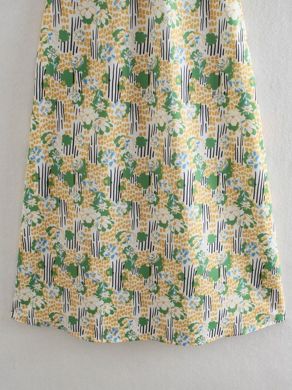 Halter Mustard Green Dress